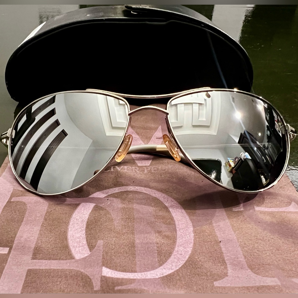 Oliver Peoples Silver Mirrored Aviator Sunglasses